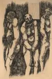 Ezrom Legae, Three Figures, charcoal on paper