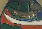 Charles Gassner, White Houses in a Landscape, gouache on paper