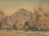 Sydney Carter, A Mountainous Landscape, watercolour on paper laid down on card