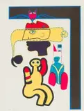 Cat in Mouth by Walter Battiss, screenprint, sold Oct 2018