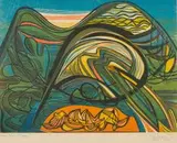 Tropical Island (No. 1, from the portfolio Baudelaire's Voyage) by Cecil Skotnes, woodcut, sold Oct 2018