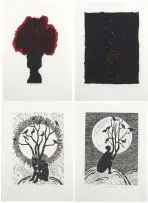 Peter Schütz, Tree Stool, Constellation Stool, Terrestrial Things, A Bird among Birds (4), linocut