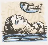 William Kentridge, Head and Fish, screenprint