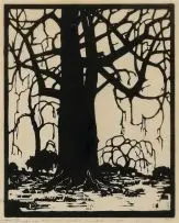 Jacobus Hendrik Pierneef, Willows in Winter (Niland 78), linocut