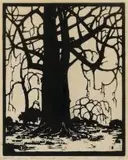 Willows in Winter (Niland 78) by Jacobus Hendrik Pierneef, linocut, sold Oct 2018