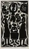 Rural People by Ezekiel (Boycie) Madiba, linocut, offered Oct 2018
