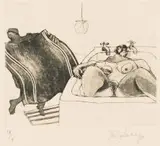 William Kentridge, Bath Towel, from Domestic Scenes Series, etching