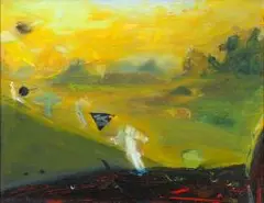 Wendy Anziska, Abstract in Yellow, oil on canvas