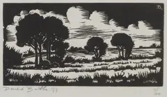 Landscape by David Botha, linocut, sold Oct 2018