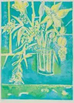 Thijs Nel, Still Life with Vase of Flowers, colour lithograph