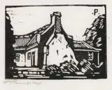 Old House, Silverton by Jacobus Hendrik Pierneef, linocut, sold Oct 2018