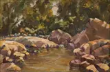 Anton Benzon, Rock Pool, oil on canvas laid down on board