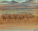 Gemsbokke by Gordon Vorster, oil on canvas laid down on board, sold Oct 2018