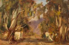 Blue Gums by Johannes Oldert, oil on canvas laid down on board, offered Oct 2018
