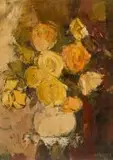 Frank Spears, Still Life with Flowers in a Vase, oil on board