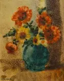 Vase of Flowers by Otto Klar, oil on card, sold Oct 2018