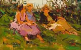 Adriaan Boshoff, Idle Moment, oil on canvas laid down on board