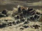 Seascape by Otto Klar, oil on board, sold Oct 2018