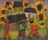 Village of Sunflowers by Frans Claerhout, 1970, oil on board, sold Oct 2018