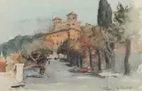 Terence McCaw, Villa Medici, Roma, watercolour and charcoal on paper