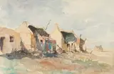Alexander Rose-Innes, Fishermen's Cottages, watercolour on paper