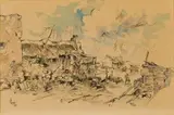 Street Scene by Gregoire Boonzaier, watercolour and ink on paper, sold Oct 2018