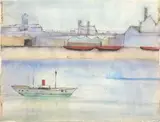 Boat on the Thames by Maud Sumner, watercolour and ink on paper, offered Oct 2018