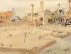 War Damage by Maud Sumner, watercolour and ink on paper, offered Oct 2018