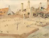 War Damage by Maud Sumner, watercolour and ink on paper, offered Oct 2018