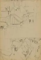 William Russell Flint, Rooftop Sketches, pencil on paper
