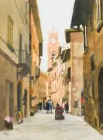 Under the Tower by Denby Meyer, watercolour on paper, offered Oct 2018