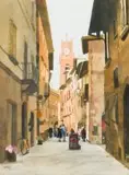 Denby Meyer, Under the Tower, watercolour on paper