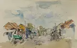 Street Scene by Gregoire Boonzaier, watercolour and ink on paper, sold Oct 2018