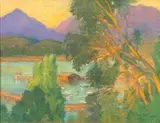Alfred Palmer, Harbour Landscape, pastel on paper