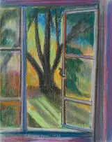 Leonora Everard-Haden, View through a Window, pastel on paper