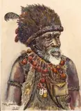 Simoni Mnguni, The Medicine Man, watercolour on paper