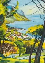 Richard Cheales, Camps Bay, watercolour on card