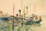 Nils Andersen, Harbour Scene, watercolour on paper