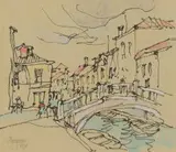 Ponte dei Pugni, Venice by Gregoire Boonzaier, watercolour and ink on paper, offered Oct 2018