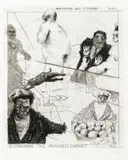 William Kentridge, Cornering the Avocado Market, Hogarth Series, etching and aquatint