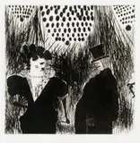 Robert Hodgins, Three Chandeliers, etching