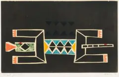 Hannes Harrs, Abstract Reptile Form, colour lithograph