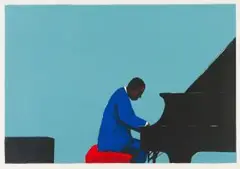 Sam Nhlengethwa, Inspired by Abdullah Ibrahim, colour lithograph