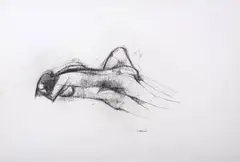 Cecil Skotnes, Lovers' Embrace, charcoal on paper