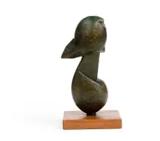 Edoardo Villa, Bust, bronze with a green patina, mounted on a wooden base