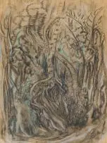 Growth Forms by Cecil Higgs, charcoal on paper laid down on card, offered Jun 2018