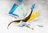 Nel Erasmus, Flight, mixed media on paper