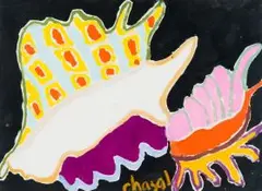 Malcolm de Chazal, Shells, acrylic on card