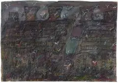 David Koloane, Street Doves II, mixed media on paper