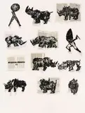 Wittgenstein's Rhinoceros by William Kentridge, 2007, two colour lithograph and collage, offered Feb 2019